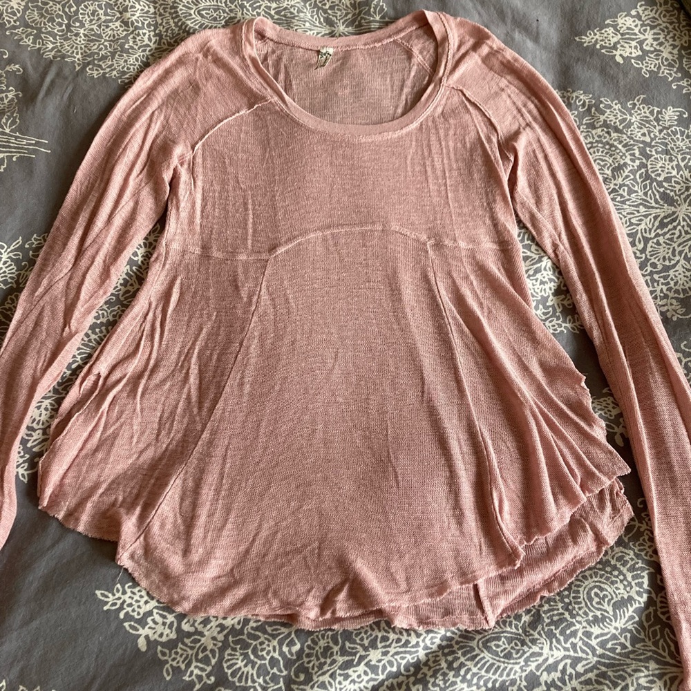 Free People Intimates Long-Sleeve Pink Top, Size Small